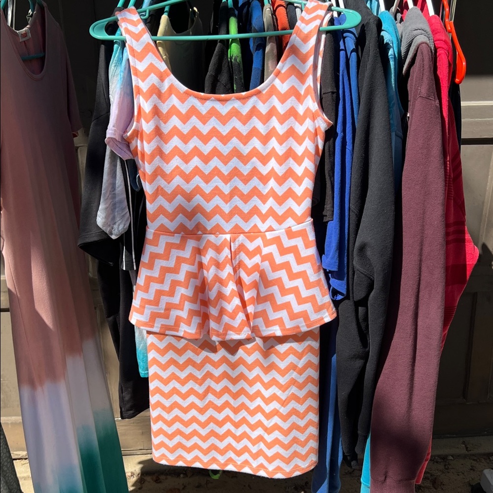 Charlotte Russe Orange Chevron Casual Dress